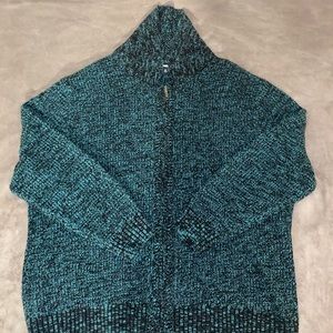 3XL Blue and Black Zip up Turtle neck Sweater